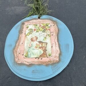 Tii Collections Wood Circle Merry Xmas Ornament 3" Assorted Wood Holiday